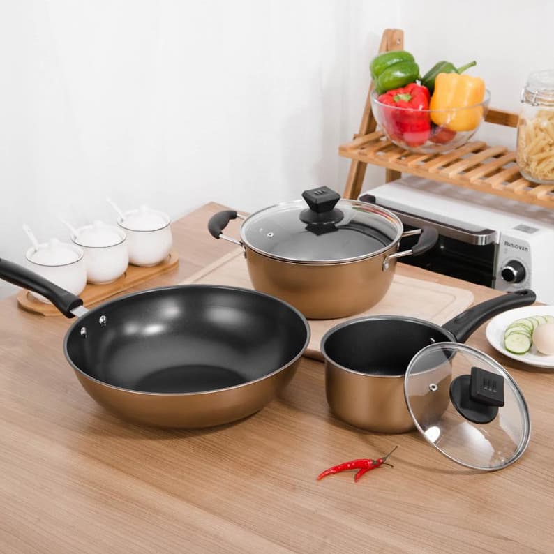 Set of pot kitchen cookware cooking
